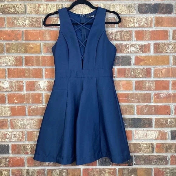 blue and white or gold and white dress Webster Criss Cross Front Dress